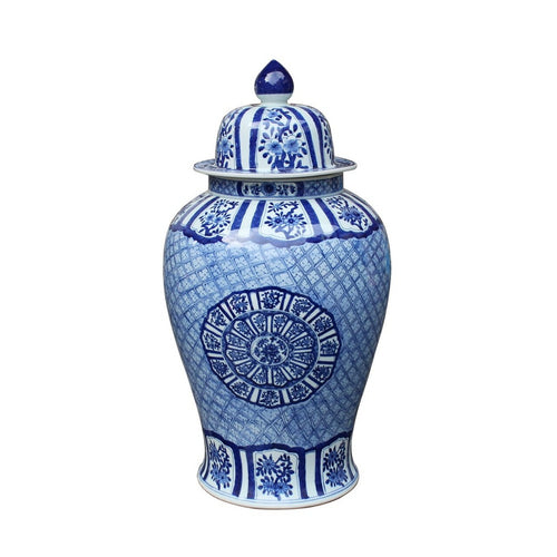 B&W Medallion Plum Blossom Temple Jar Xl By Legends Of Asia