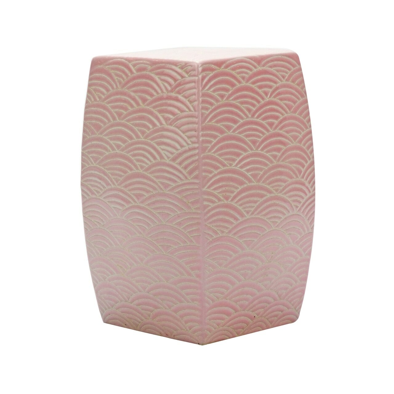 Seawave Square Porcelain Garden Stool Blush Pink by Legend of Asia