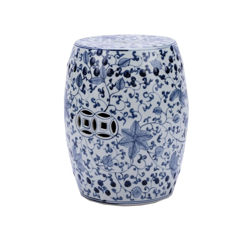 Blue & White Porcelain Garden Stool Climbing Vines