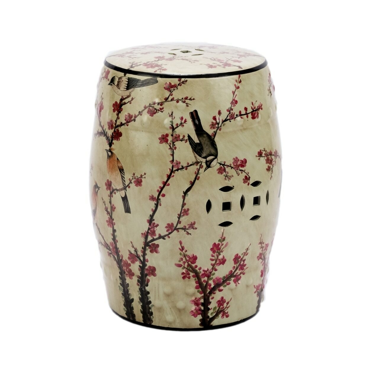 Magpie Cherry Garden Stool, Beige/Multi