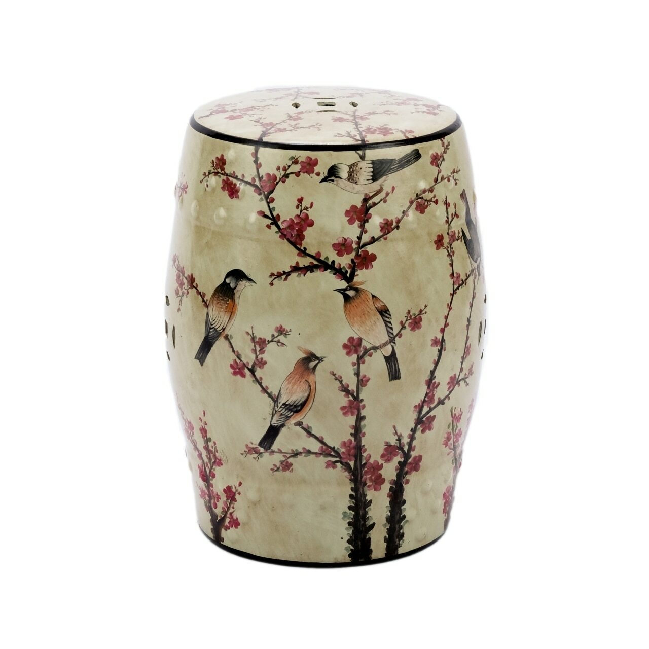 Magpie Cherry Garden Stool, Beige/Multi
