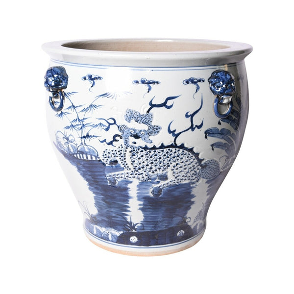 Legend of Asia Blue & White Kylin Bowl Shape Planter