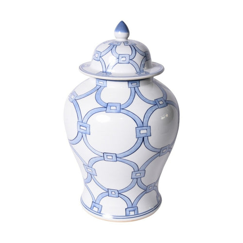 Legends Of Asia Blue And White Porcelain Lover Locks Temple Jar