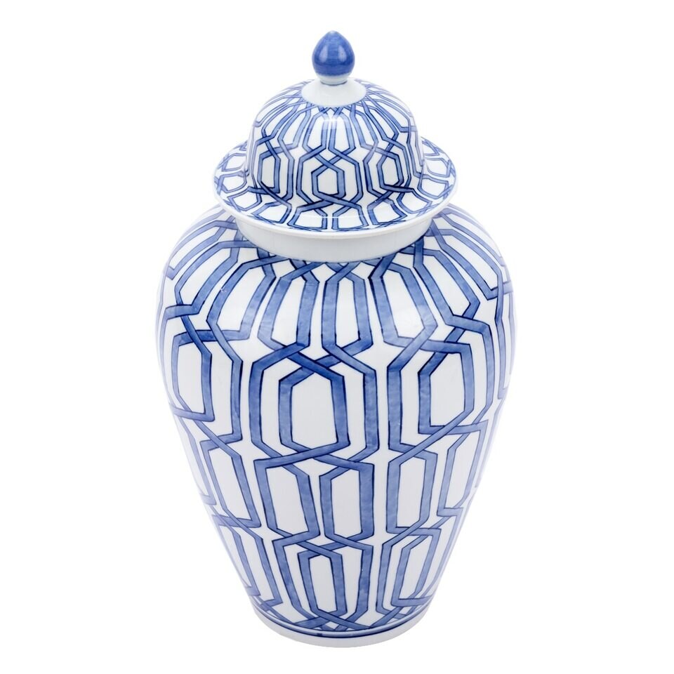 Blue & White Crossing Diamond Heaven Jar