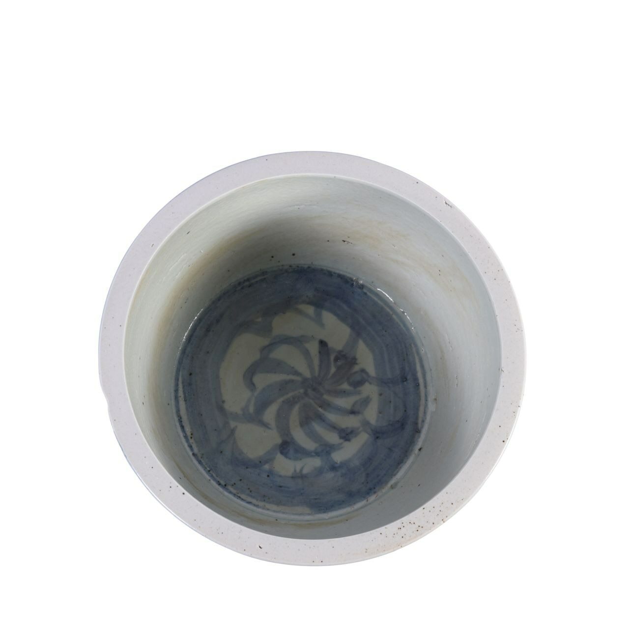 Blue And White Porcelain Basin Planter Twisted Flower Motif