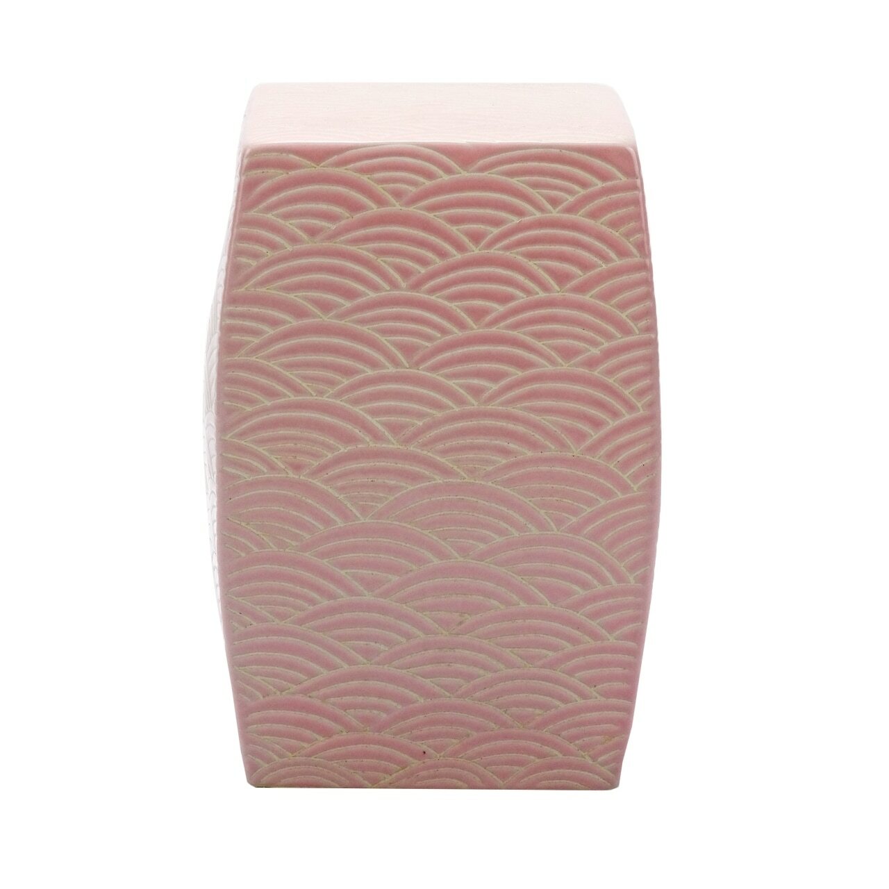 Seawave Square Porcelain Garden Stool Blush Pink by Legend of Asia