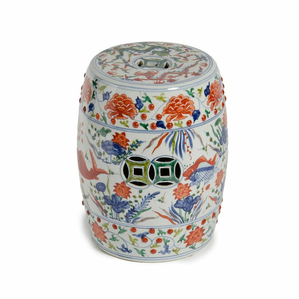 Fish-Motif Garden Stool, Orange/Multi