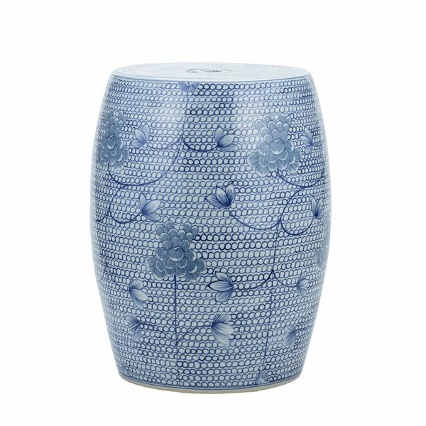 Blue And White Porcelain Chain Floral Garden Stool