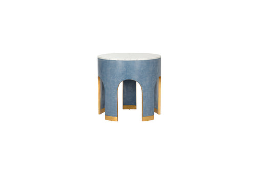 Chelsea House Aqueduct End Table in Blue Grasscloth