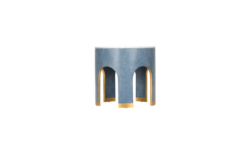 Chelsea House Aqueduct End Table in Blue Grasscloth