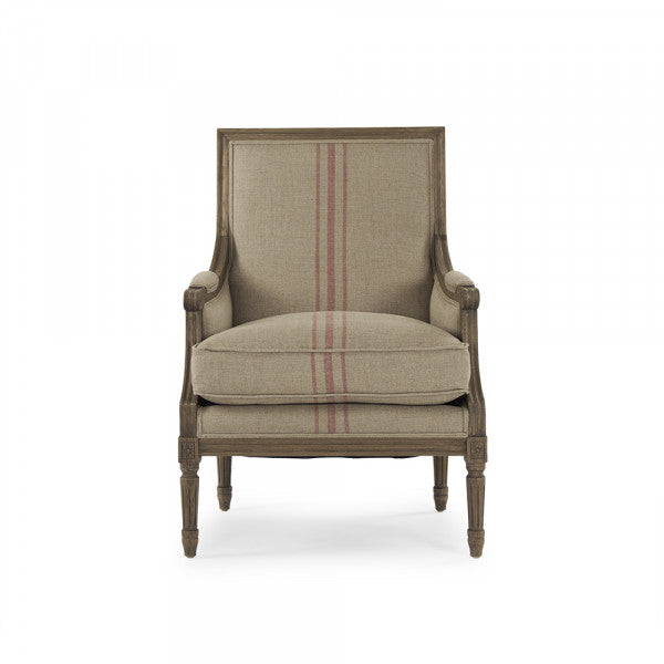 Zentique Louis Club Chair, Red or Blue Pinstripe
