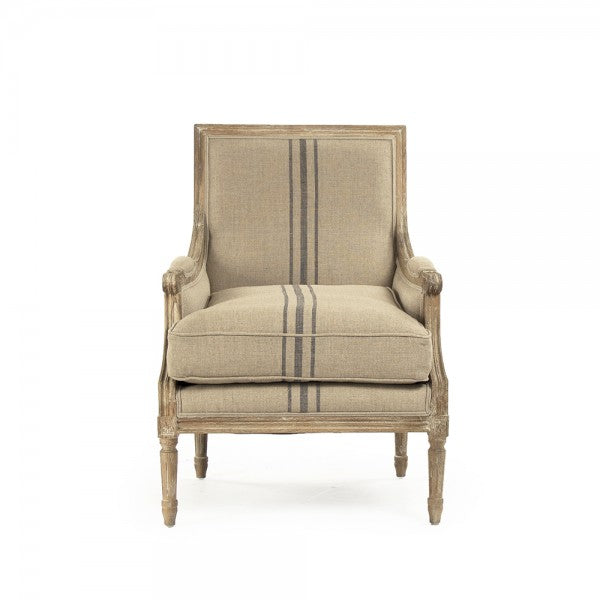 Zentique Louis Club Chair, Red or Blue Pinstripe