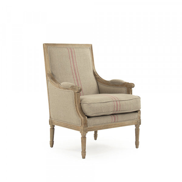 Zentique Louis Club Chair, Red or Blue Pinstripe
