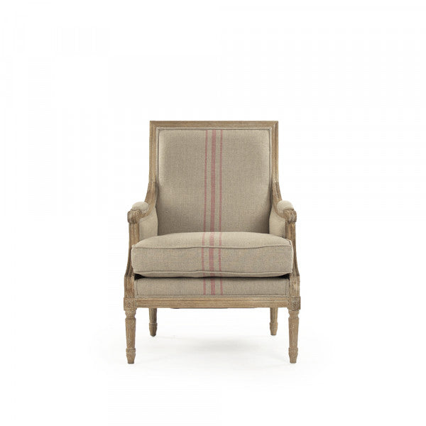 Zentique Louis Club Chair, Red or Blue Pinstripe