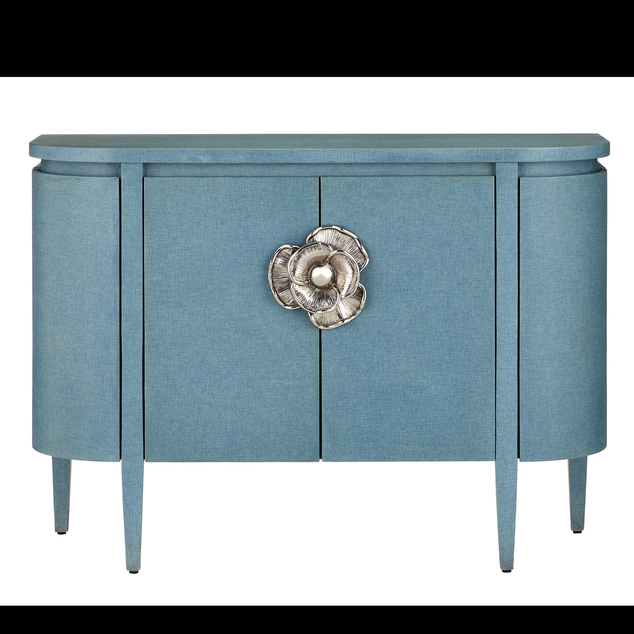 Currey & Company 48" Briallen Blue Demi Lune Oak Cabinet