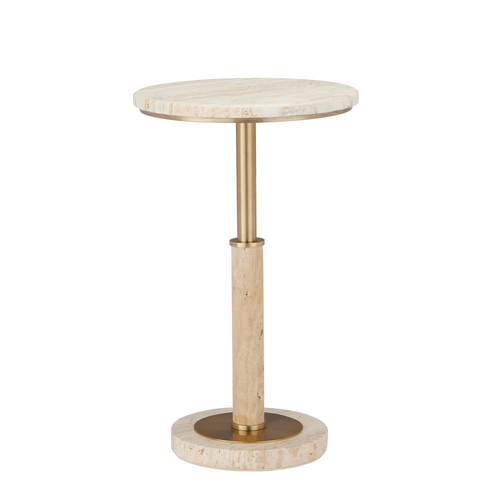 Currey & Company 23.25" Miles Travertine Accent Table