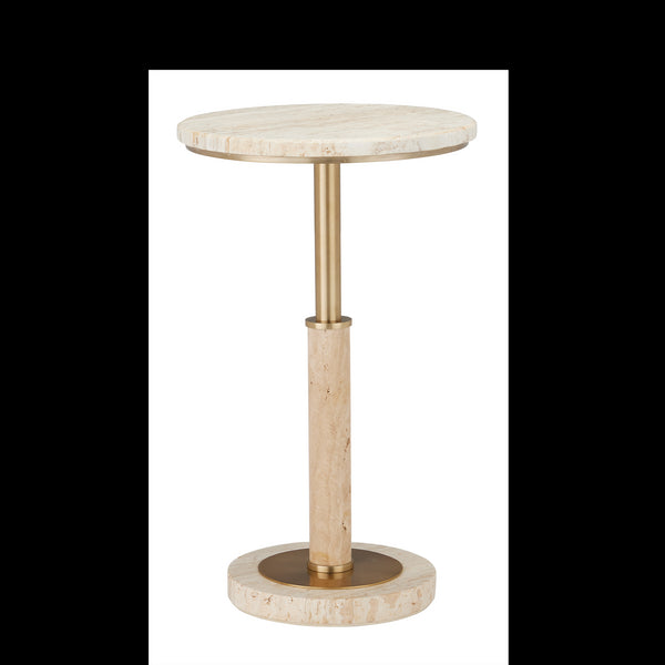 Currey & Company 23.25" Miles Travertine Accent Table