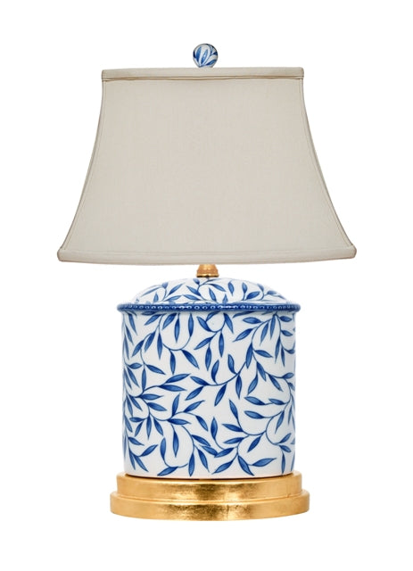 Blue and White Leaves Table Lamp