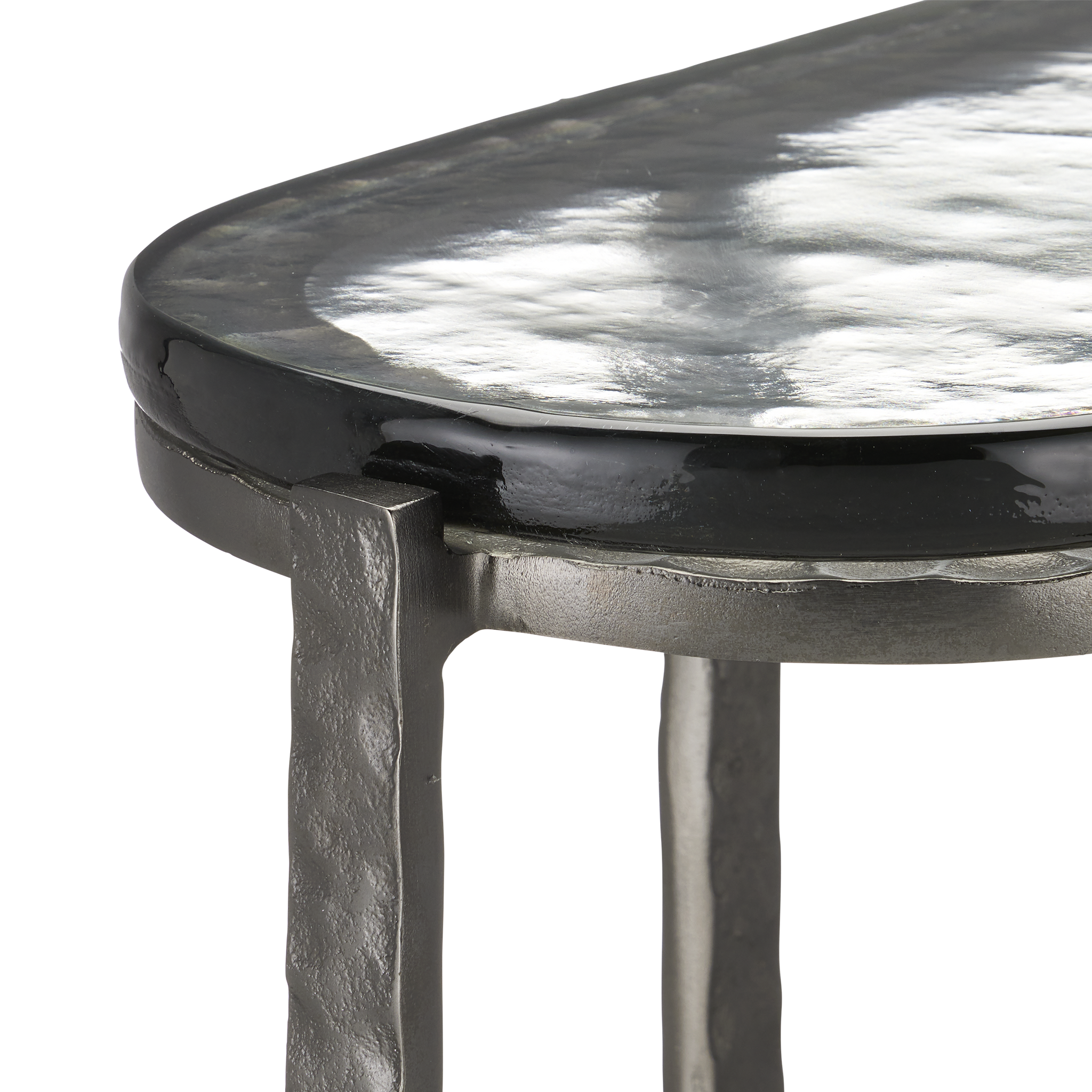 Currey & Company 21" Acea Graphite Side Table With Cast Glass