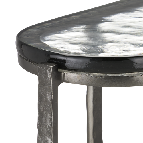 Currey & Company 21" Acea Graphite Side Table With Cast Glass