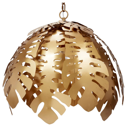 Tropical Leaf Chandelier with Antique Cream or Gold Finish