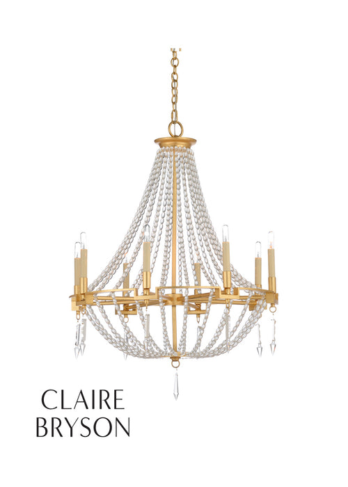 Antoinette Gold Leaf And Crystal Chandelier by Claire Bryson for Wildwood