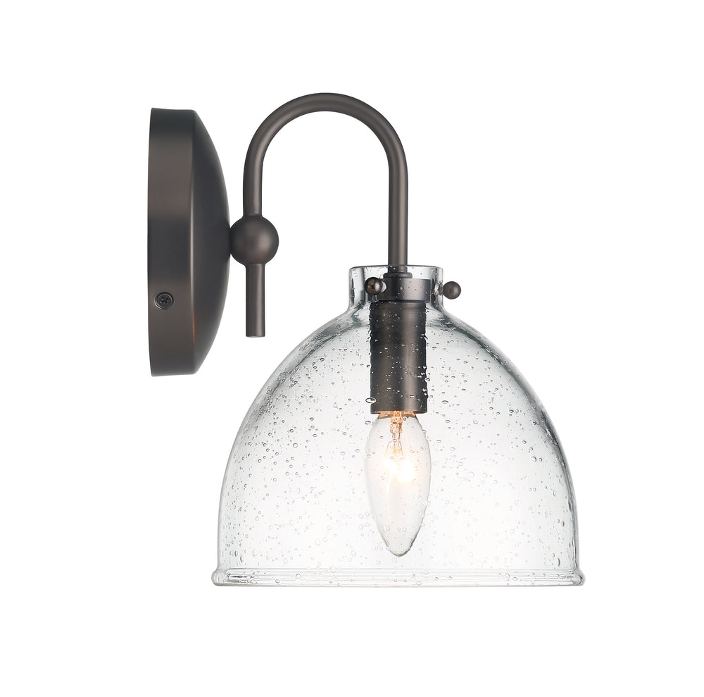 Lumanity Quinn Seeded Glass 7" Dome Dark Graphite Bronze Wall Sconce Light