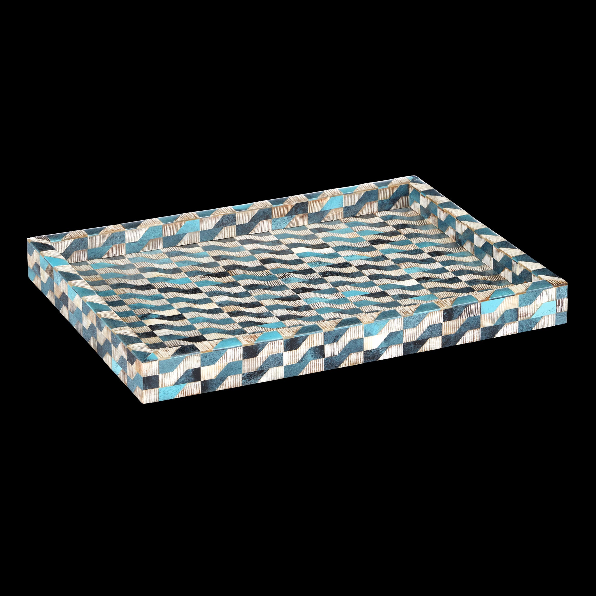 Currey & Company 16" Ezra Bone And Horn Tray