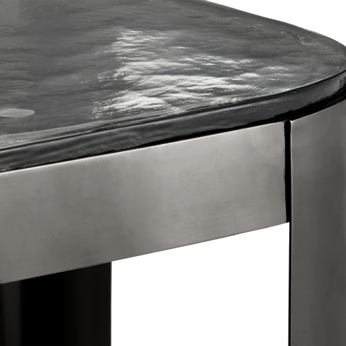 Currey & Company 16.5" Sev Graphite Accent Table With Cast Glass