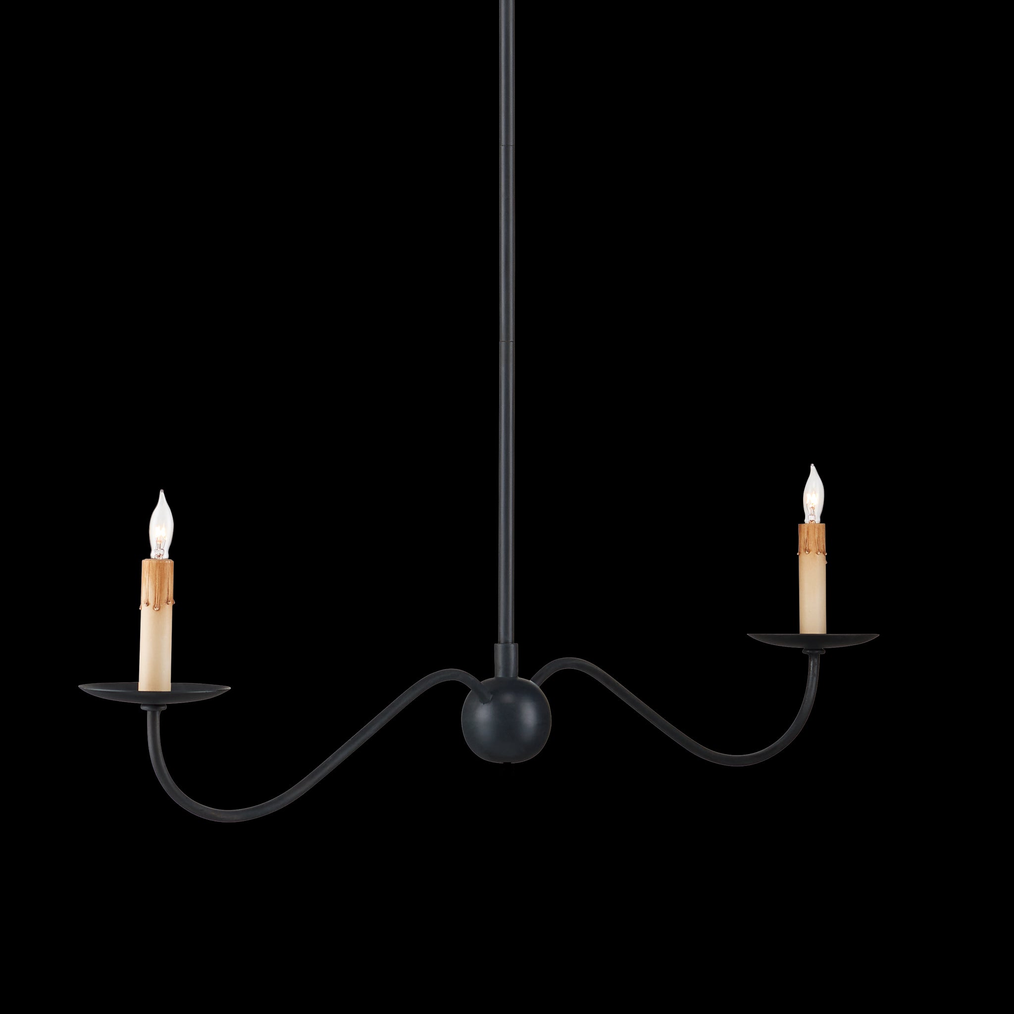Currey & Company Saxon 43.25" Black 2 Light Linear Chandelier