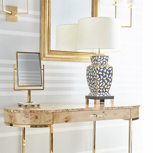 Worlds Away Bianca Table Lamp, Black and White Leopard