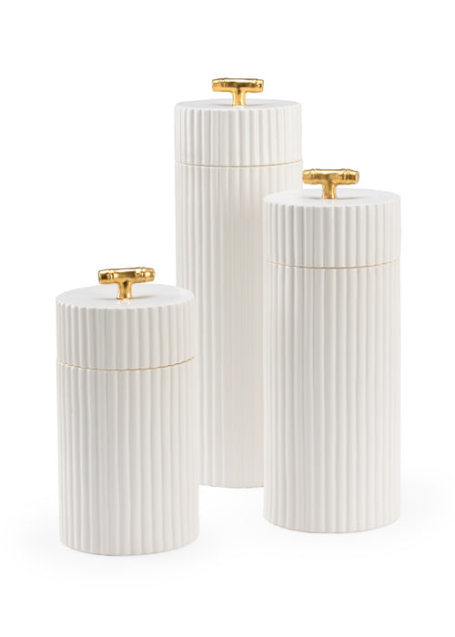 Chelsea House White Bamboo Canisters, Set of 3