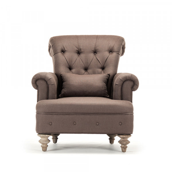 Zentique Yves Tufted Club Chair Limed Grey Oak(E272) Aubergine Linen(A008) Aubergine Linen