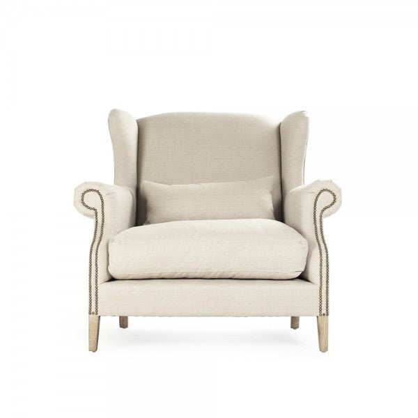 Zentique Napoleon Half Wingback Chair Natural Linen