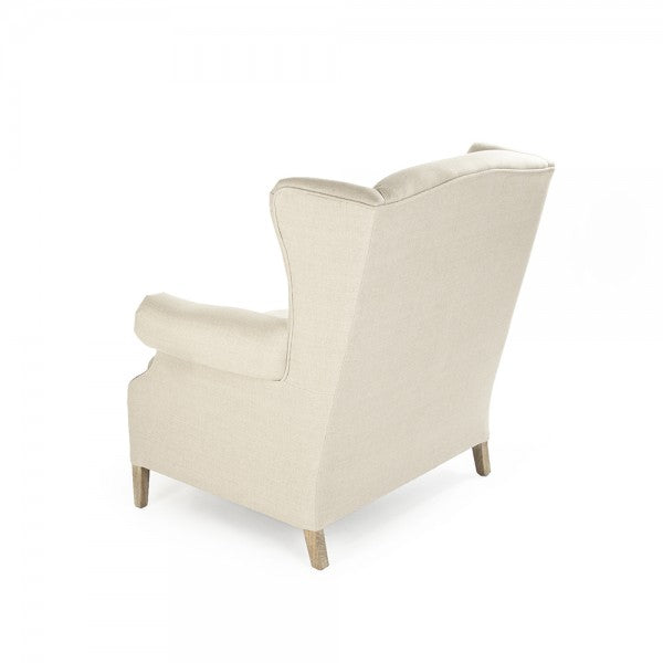 Zentique Napoleon Half Wingback Chair Natural Linen