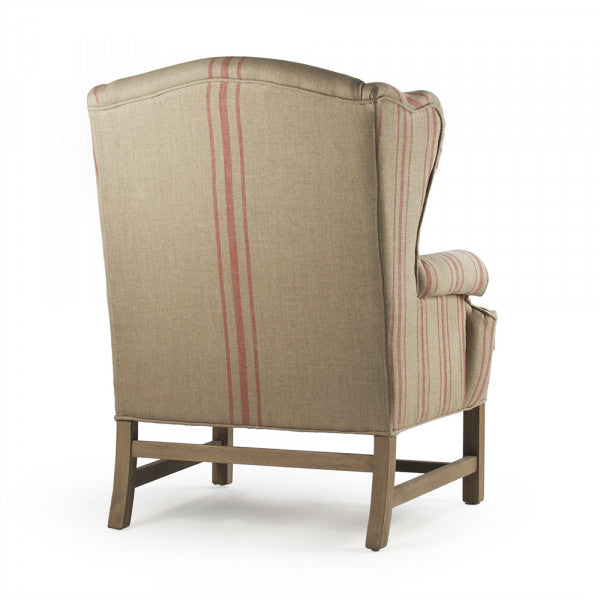 Zentique Fabien Club Chair English Khaki Linen With Red Stripe