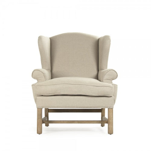 Zentique Fabien Wingback Chair Natural Linen