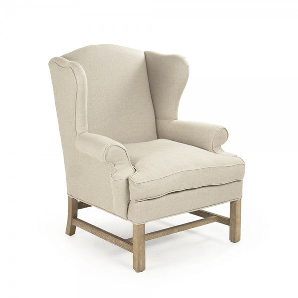 Zentique Fabien Wingback Chair Natural Linen