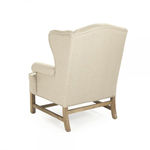 Zentique Fabien Wingback Chair Natural Linen