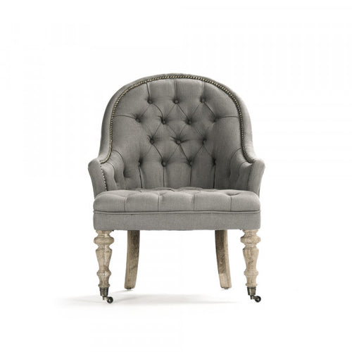 Zentique Tristan Tufted Club Chair Grey Linen