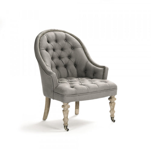 Zentique Tristan Tufted Club Chair Grey Linen