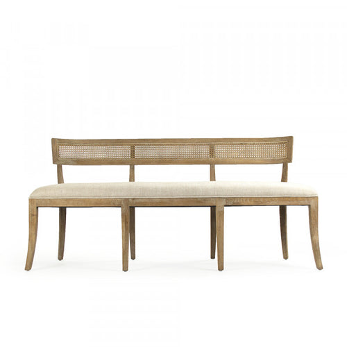 Zentique Carvell Cane Back Bench Natural Cream Linen