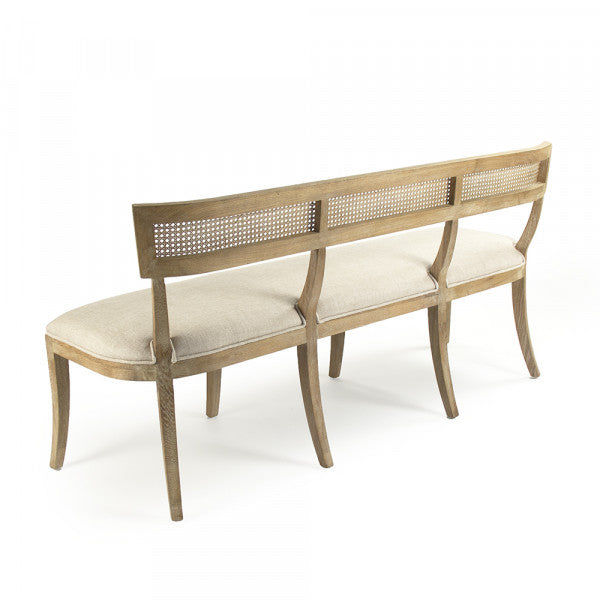Zentique Carvell Cane Back Bench Natural Cream Linen