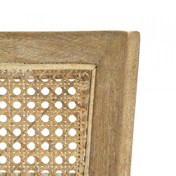 Zentique Carvell Cane Back Bench Natural Cream Linen