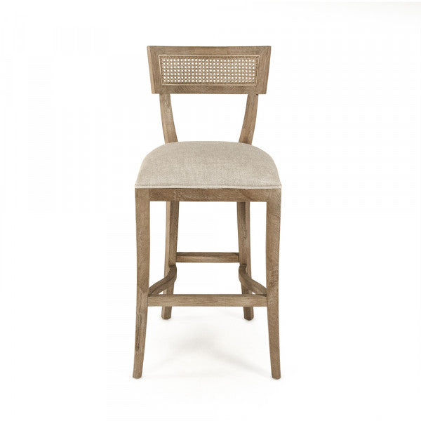 Zentique Carvell Cane Back Bar Stool Natural Cream Linen