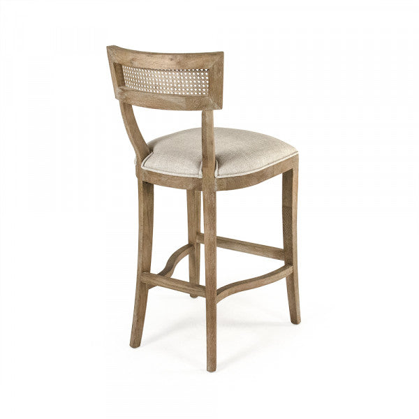 Zentique Carvell Cane Back Bar Stool Natural Cream Linen