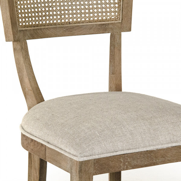 Zentique Carvell Cane Back Bar Stool Natural Cream Linen