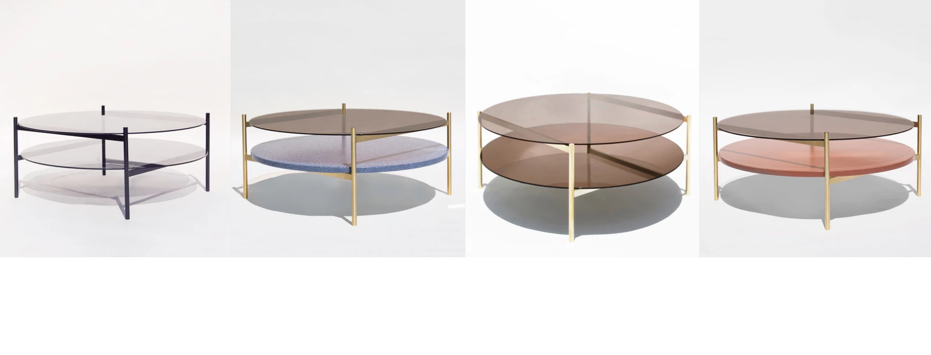 Duotone Circular Coffee Table,  Brass & Rust Mosaic