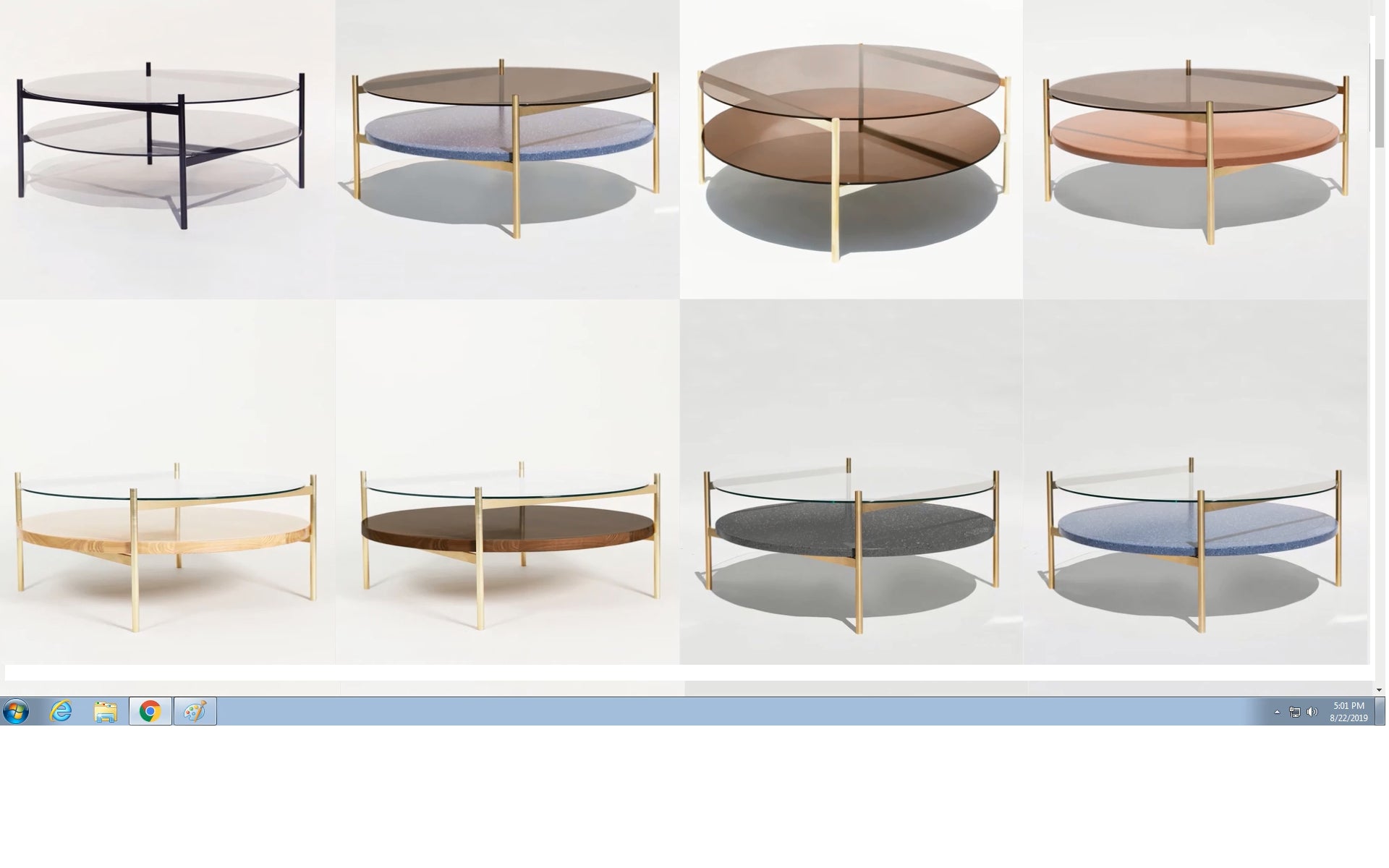 Duotone Circular Coffee Table,  Brass & Rust Mosaic