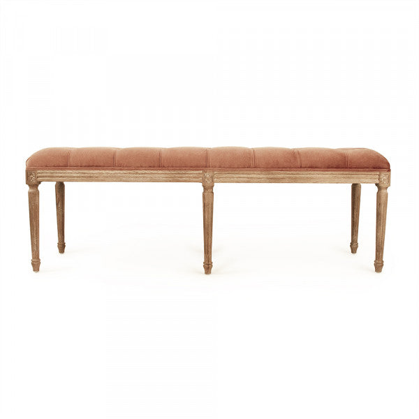 Zentique Louis Tufted Bench Rose Velvet
